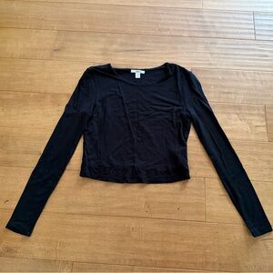 Bar 111 Black Cropped Small Long Sleeve Top